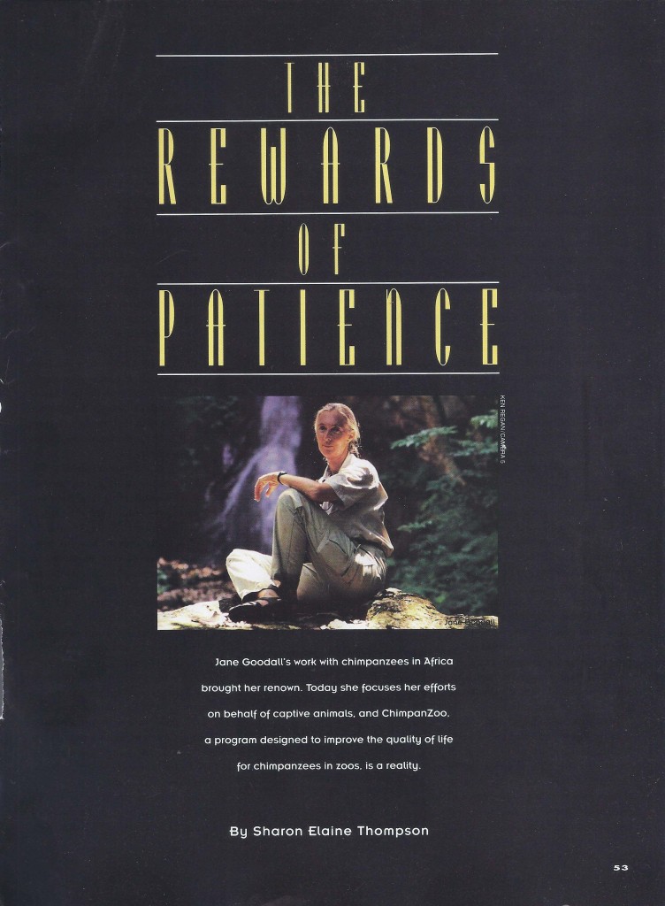 Article title page, photo of Jane Goodall.